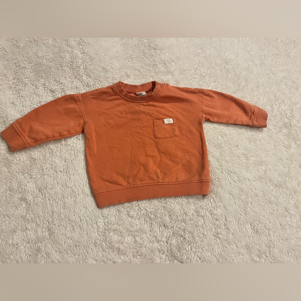 H&M Rust Orange Crewneck Pocket Sweatshirt